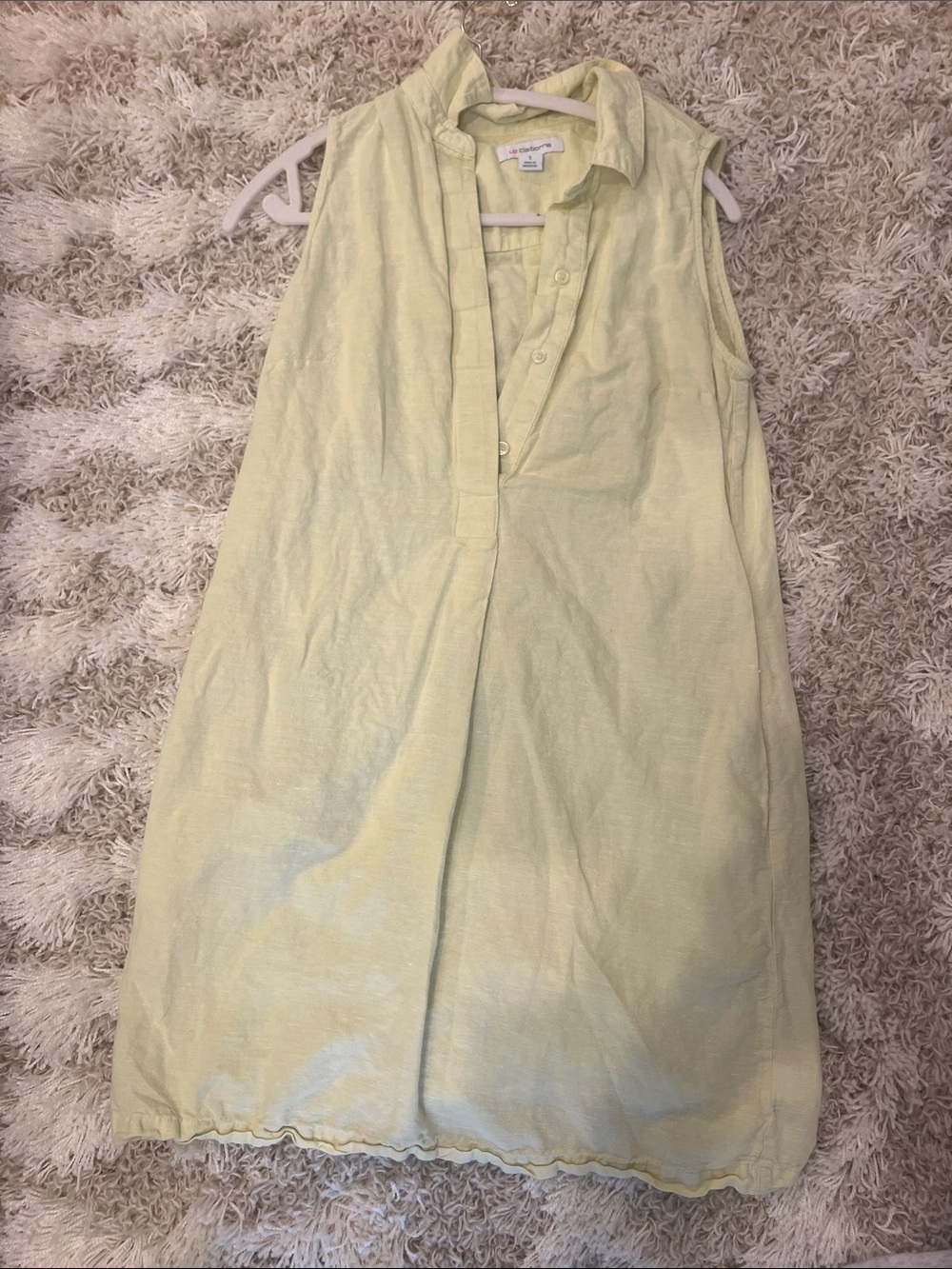 Liz Claiborne Light Yellow Sleeveless Maxi Shirt Dress